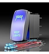 Rocker Switch ROOF Lights,Laser Etched Toggle Switch ON/Off SPST 5Pin 12V 24V Switch Jumper Wires...
