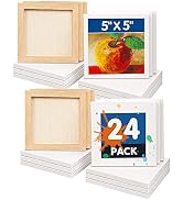 FIXSMITH Mini Stretched Canvas - 24 Pack 5 x 5 Inch, 2/5” Profile Small Square Canvases, 100% Cot...