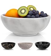 Gusto Nostro 8" Luxury White Marble Decorative Bowl for Coffee Table - Elegant Modern Fruit Bowl ...
