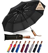 SIEPASA 49/54/62 Inch Windproof Golf Umbrella - Automatic Open/Close, Real Wood Handle - Large Fo...