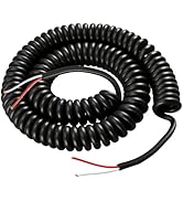 Coil Cord, 2 Conductor Wire, 18AWG/2, Retractable Spring Coiled Extension Cord 3 Foot Extension t...