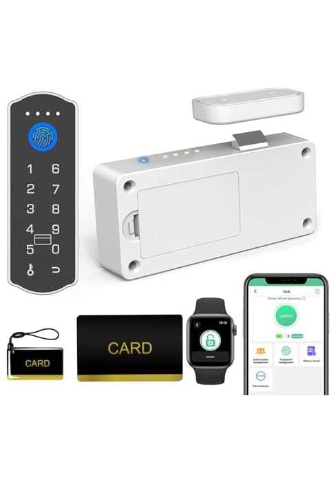 eLInkSmart Cabinet Lock, Wireless Keypad, App, Fingerprint, passcode, RFID | No Hole on Door, Wir...