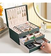 coobest 3 Layer Jewelry Box, Jewelry Holder Organizer with 2 Drawer Tray, Large boxes for Women V...