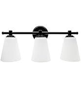 MingBright 3-Light Black Bathroom Vanlity Light Over Mirror, Bathroom Light Fixtures with Frosted...