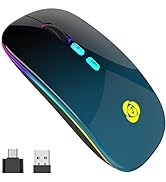 LED Wireless Mouse Bluetooth &2.4GHz Instant Connection,Rechargeable Ultra Silent Slim,3 Adjustab...