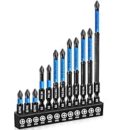 12-Pack 2 Phillips Bits, Professional CNC Anti-Slip Phillips Impact Driver Bits #2, 1 IN to 6 IN ...