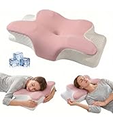 Cervical Pillow for Neck Pain Relief, Orthopedic Memory Foam Pillow with Cooling Cover, Contour E...