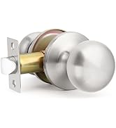 GOBEKOR 1 Pack Passage Door Knobs Interior Satin Nickel Keyless Door Knobs Closet Hall Door Knob ...