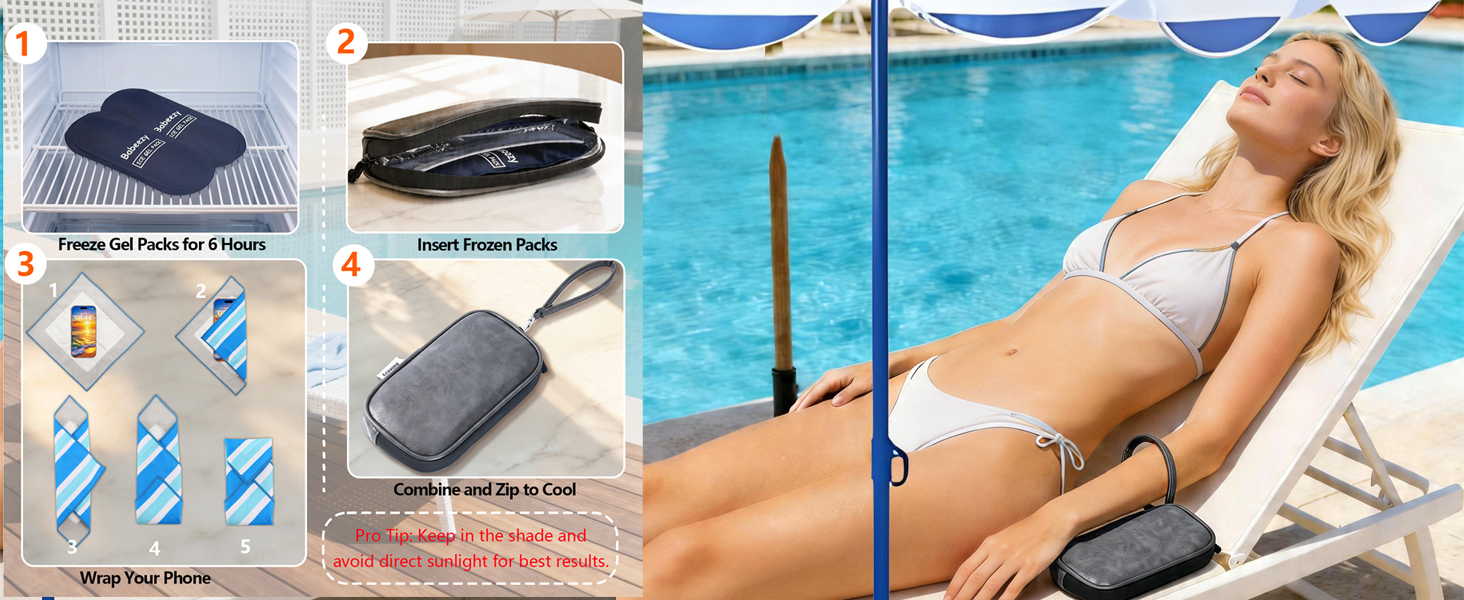 babeezy cell phone insulated pouch for overheating cool pack for phone in sun