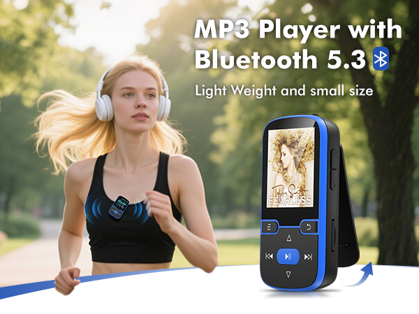 64GB Clip MP3 Player with Bluetooth 5.3, Portable Music Player with Voice Recorder
