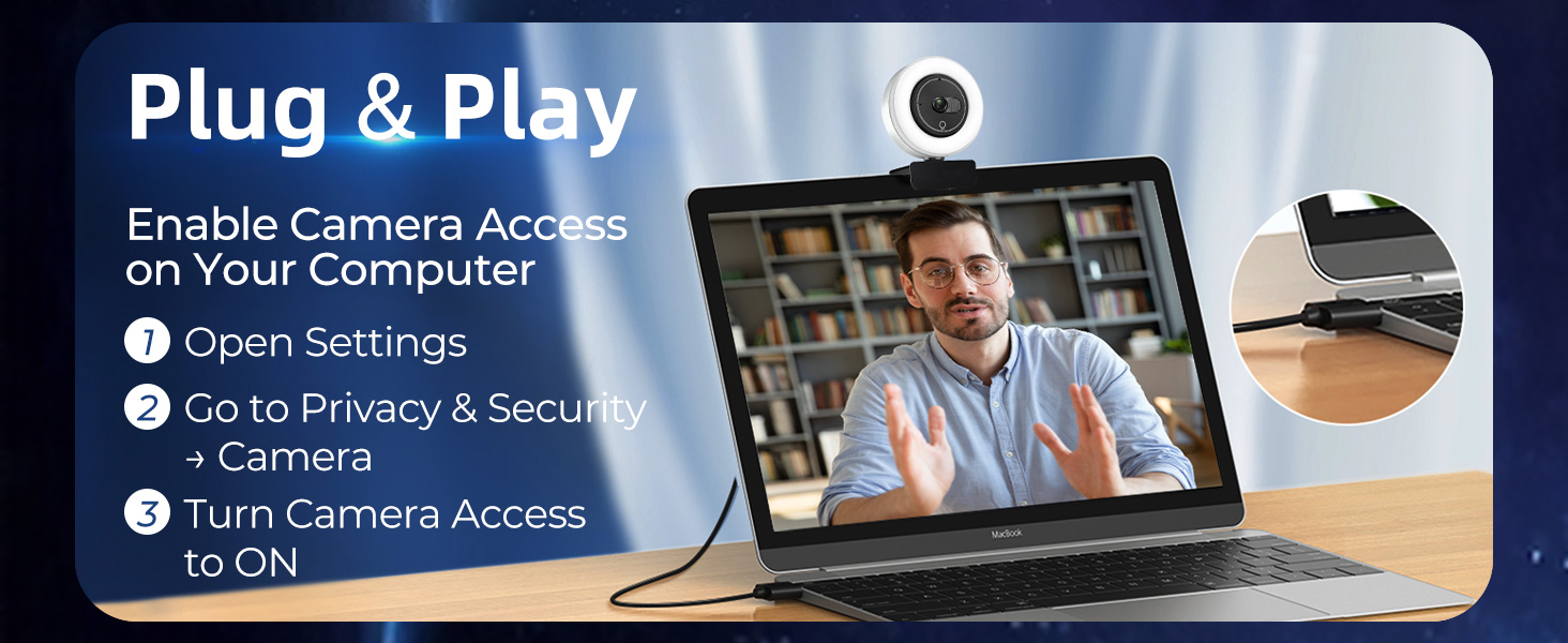 2K webcam with light