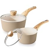 SENSARTE 1.5 & 2.5 Quart Ceramic Sauce Pan Sets with Lid, Cooking Pots Set, Nonstick Saucepan Set...
