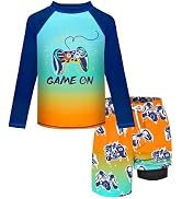Boys Rash Guard Swim Set with Swim Trunks Bathing Suit Long Sleeve Swim Shirt Quick Dry Swimsuit ...