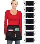 Xeoxarel Waist Aprons with 3 Pockets and Two Side Slits, Unisex Waitress Waiter Server Apron