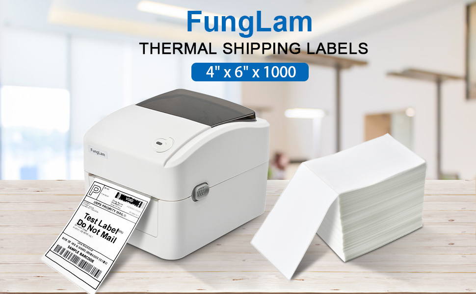 FungLam 4x6 anfold Direct Thermal Shipping Labels, 1000 Labels Per Stack