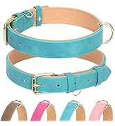 Jumpress Leather Dog Collar for Small Medium Large Dogs, Soft Padded Dog Leather Collar with Heav...