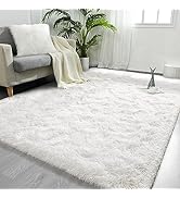 FlyDOIT Large Area Rugs for Living Room, 4x6 Feet Ivory Shaggy Rug Fluffy Throw Carpets, Ultra So...