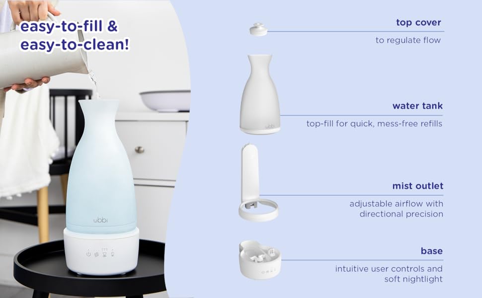 Ubbi humidifier for baby is easy to clean and refill
