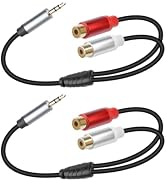 YANBORONSN RCA to 3.5mm Aux Cable,3.5mm Male to 2 RCA Female Headphone Jack Audio Adpter Extensio...