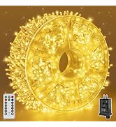 Guhope Christmas Lights 1200LED 196FT, Waterproof Outdoor String Lights with Remote and Timer, 8 ...
