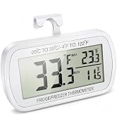 Waterproof Refrigerator Fridge Thermometer, Digital Freezer Room Thermometer, Max/Min Record Func...