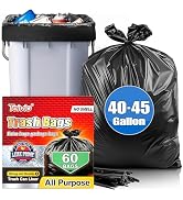 Teivio 40-45 Gallon 60 Counts Large Multipurpose Trash Bags w/Ties,39,40,42,44,45 Gal,Heavy Duty ...
