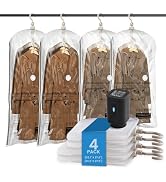 TAILI Hanging Vacuum Storage Bags with Electric Air Pump, Vacuum Seal Bags for Clothing Travel, S...