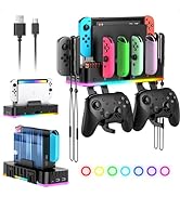 RGB Switch Wall Mount with Joy-Con Charger, Switch Holder for Nintendo Switch / OLED with Switch ...