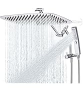 G-Promise All Metal 16 Inch Shower Head with Massage Mode Handheld, Rain Shower Head with Handhel...