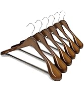 HOUSE DAY Wide Shoulder Wooden Hangers, Suit Hangers with Non Slip Pants Bar, Smooth Finish 360° ...