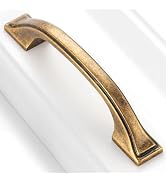 BEROSSA 10 Pack Antique Brass Cabinet Pulls 3 Inch Vintage Brass Cabinet Handles Antique Brass Ha...