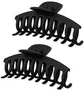 2PCS Black Hair Claw Clips, 4.3 inch Large Matte Black Hair Claws, Fashion Hair Barrettes for Wom...