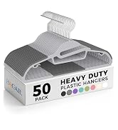 BAGAIL Plastic Hangers 50 Pack with Non-Slip Design,0.2 Inches Thick, 360°Swivel Hook Space Savin...