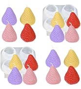 2 Pieces 4 Cavity Strawberry Silicone Mold 3D Strawberry Resin Casting Mould for Decoration Fruit...