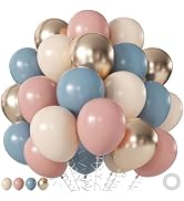 Gender Reveal Balloons, 60Pcs 12Inch Dusty Pink Blue White Gold Balloons for Boho Neutral Gender ...