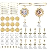PH PandaHall 12 Sets DIY Wedding Bouquet Photo Charm Brooch Kit with Glass Cabochons Memorial Kee...
