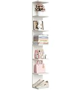 upsimples 7-Tier Floating Wall Shelf, White Wall Mounted Display and Storage Shelf, Decorative Sh...