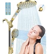 HOPOPRO 21-Setting Dual Filtered Handheld Shower Heads Combo, Modern Gold | Upgraded High Pressur...