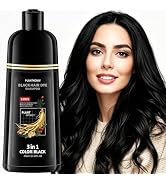 Plantkonw Black Hair Dye Shampoo, 3 In 1 Semi Permanent Hair Color Shampoo for Gray Coverage, Nat...
