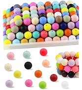 150PCS FIVEIZERO Silicone Beads, 30 Colors 15mm Silicone Beads for Keychain Making, Rubber Round ...