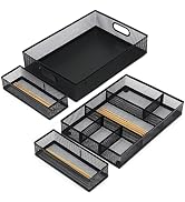 Neudeco Drawer Organizer with Two Adjustable Dividers,Mesh Desk Drawer Organizer Tray-Stackable, ...
