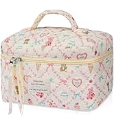 Gosect Large Makeup Bag, Cute Cosmetic Bag for Women Girls, Floral Coquette Aesthetic Toiletry Ba...