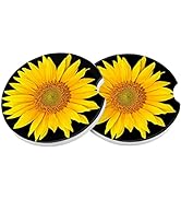 Car Coasters 2 Pack, Small 2.56" Stone Car Cupholder Absorbent Coaster Set for Women Men Drink Cu...