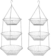 3-Tier Kitchen Wire Storage Basket Hanging Basket Fruit Storage Basket 2 Pack