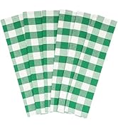 Green Kitchen Towels - 6 Pack, 100% Cotton, 30"x20", Reusable, Plaid Pattern Dish Tea Towels with...