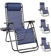 NEWBULIG Zero Gravity Chair Set of 4, Lounge Chair Folding Portable Adjustable Camping Reclining ...