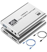 4K HDMI Capture Card for Streaming, Full HD 1080P 60FPS USB 3.0 Cam Link Game Audio Video Capture...
