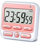 KTKUDY Digital Kitchen Timer with Mute/Loud Alarm Switch ON/Off Switch, 24 Hour Clock & Alarm, Me...