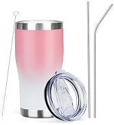MEZMUT 20oz Coffee Tumbler with Lid and Straw Double Wall Vacuum Insulated Cup Stainless Steel Tr...