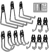 Garage Hooks Heavy Duty 12 Pack, Steel Garage Storage Hooks, Tool Hangers for Garage Wall Utility...